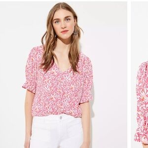 LOFT NWT❗️Bird Flutter V-Neck Top Blouse